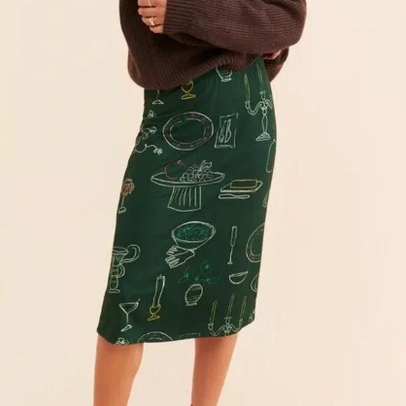 Lisa Says Gah Dresses & Skirts - Lisa Says Gah ! Lauren Midi Skirt Green Food Set the Table Forest Tablescape Lg